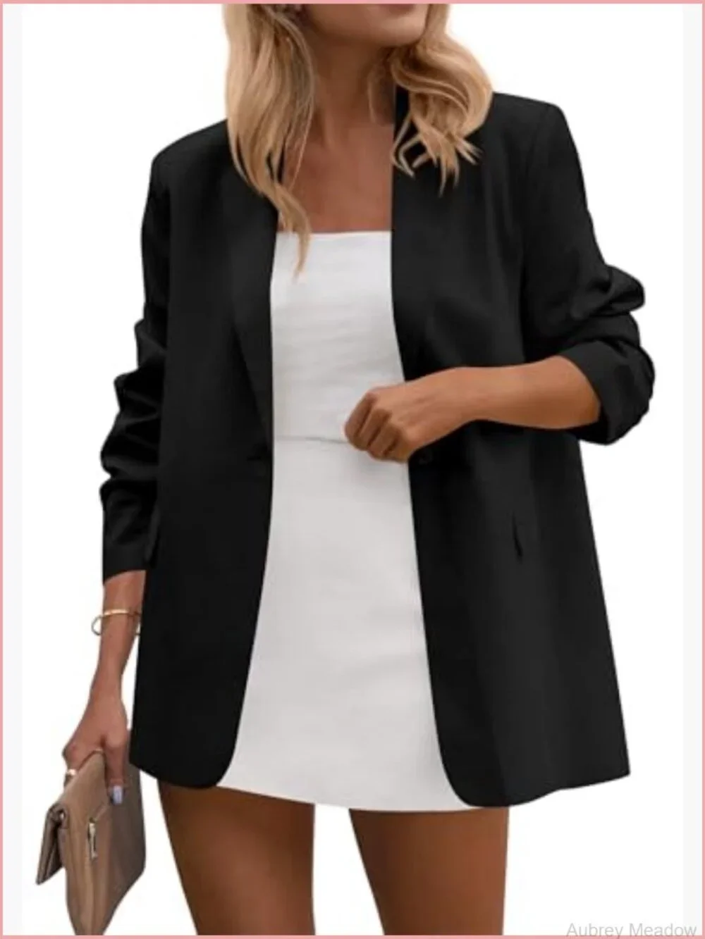 Women's Open Front Long Sleeve Blazer with Pockets
